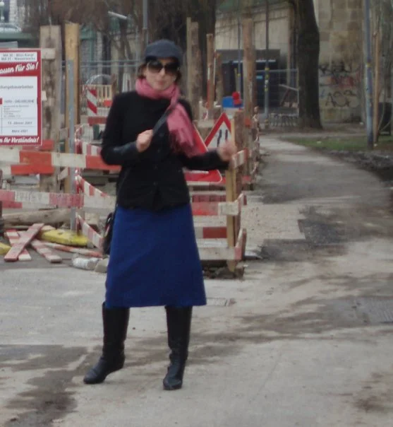 Dancing on the Donau Kanal, aka serious art student in Vienna, c2007.