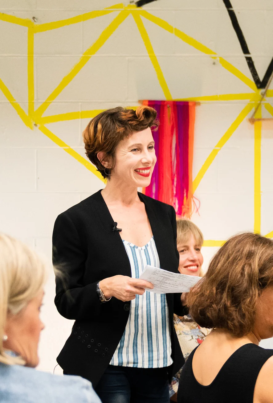 Kathy Gray, Enabling Enterprise founder presenting the storytelling workshop MAKING HERSTORY, 2018. Image courtesy Sophie Saville, #SoSavy , Carli Leimbach & Vibewire.