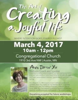 2017: Launch a new talk that brings together everything that I most want people to know about intention and energy. Feels like coming home.