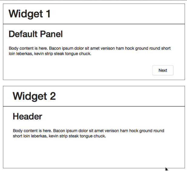 This image shows the widgets stacked on the page.