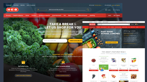 Screenshot of the H-E-B online grocery shopping interface
