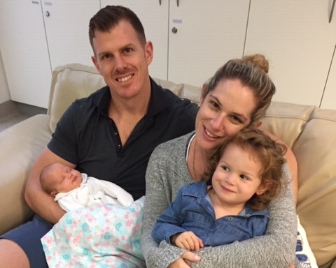 Alex, Corrine, baby Lillian and Stella in the Gosford Family Room.