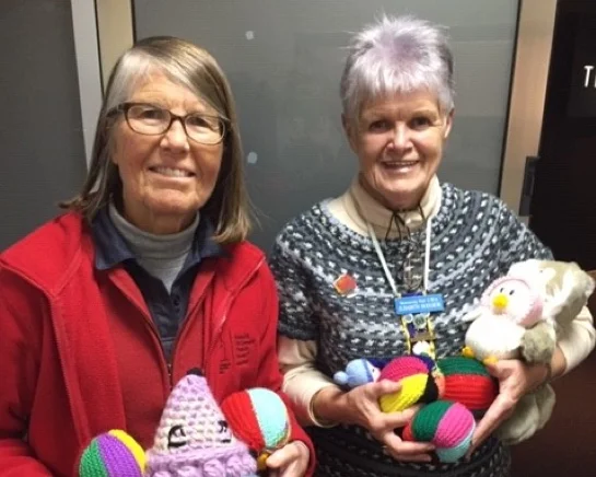Volunteer Sharyn and Elisabeth from the CWA