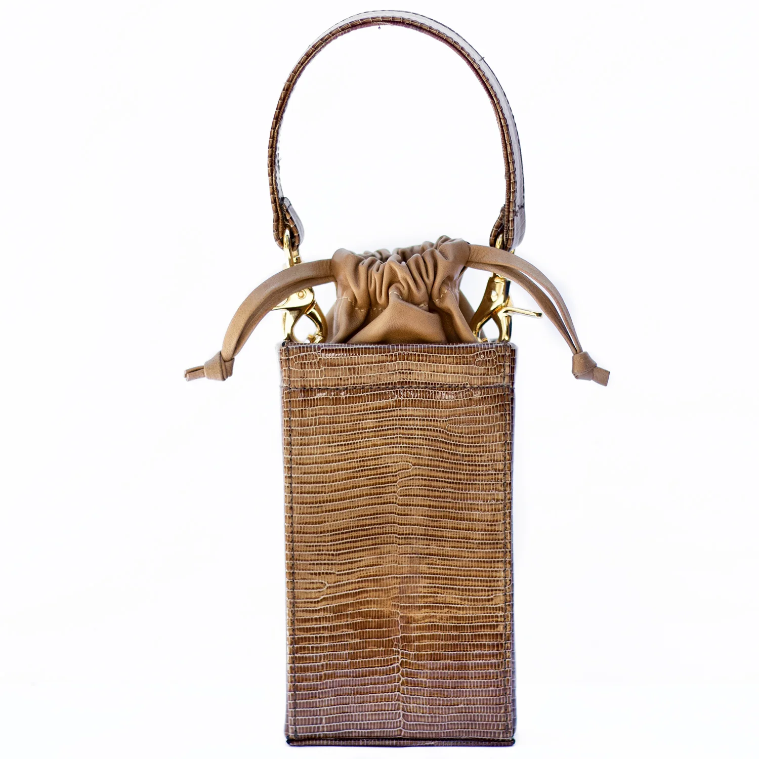 Phone Box - Taupe Patent Lizard Effect 