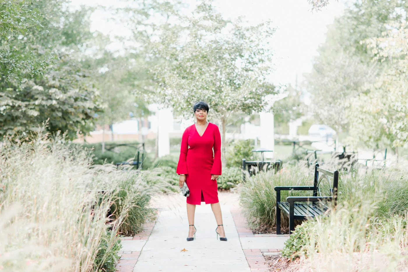 open lace back dress Maggy London Women's Boat Neck Long Sleeve MIDI Dress Cherry Red at Amazon  Women's Clothing store