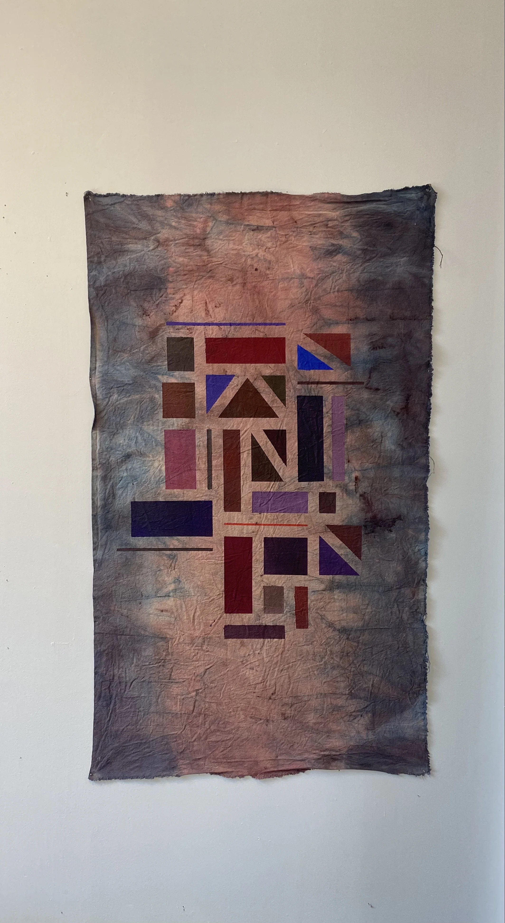  SEPT 2021, 2x4ft, NATURAL DYES , INDIGO HIBISCUS &amp; ACRYLIC ON CANVAS 