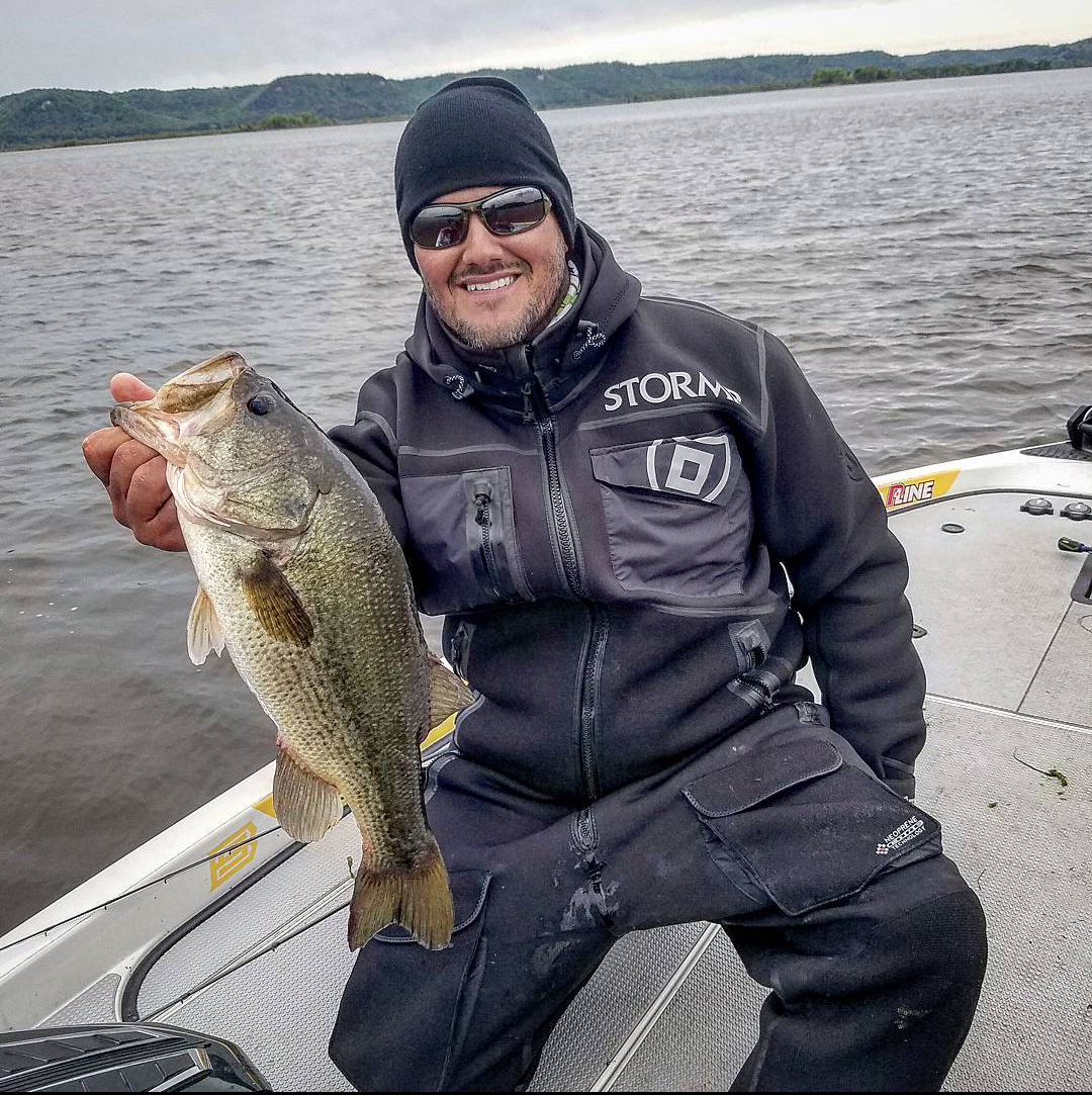Blake wearing the Stormr Strykr Suit at the Mississippi river FLW Tour event. 33rd finish