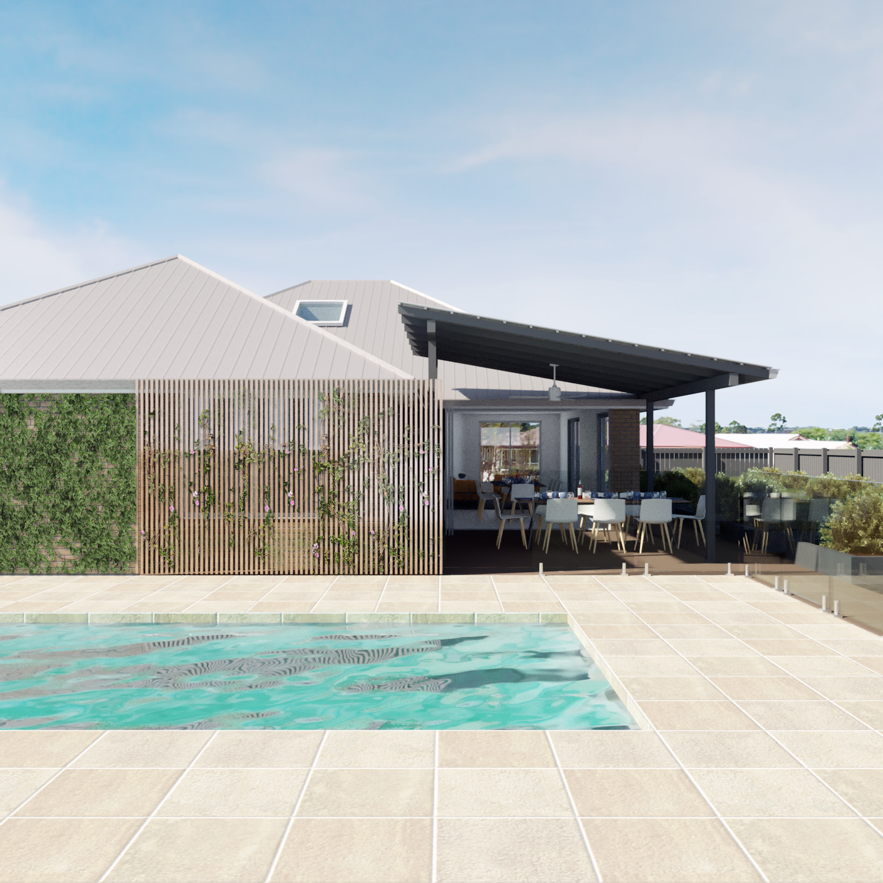 The renovations work together to open up the existing residence and connect it to its adjacent garden and pool. A fresh contemporary light palette of materials is used to modernise the house and fill it with light and to better fit current expectations of fit and finish. The renovations are isolated to the key living, dining, kitchen, deck areas to manage costs with the remainder of the residence having minimal intervention.