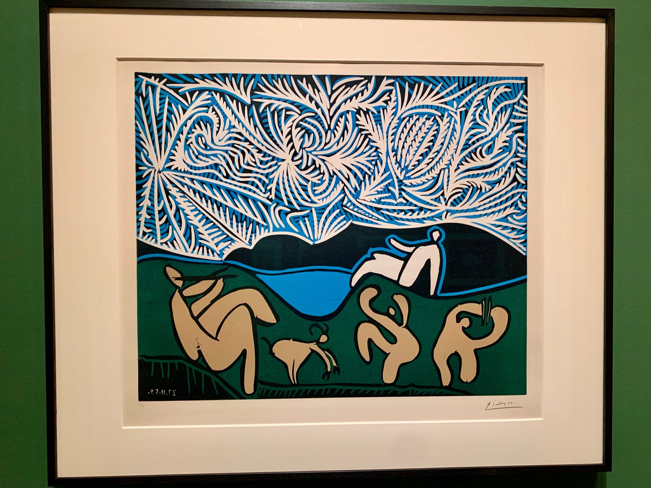    Bacchanal with Young Goat and Onlooker , 1959 Linocut  