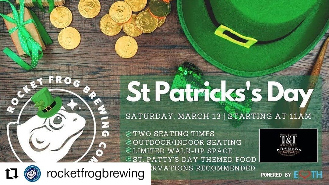 #Repost @rocketfrogbrewing
&bull; &bull; &bull; &bull; &bull; &bull;
Rocket Frog Brewing Company

We&rsquo;re pleased to announce our St Patrick&rsquo;s celebration Saturday March 13.  Our socially distanced celebration will be held at the brewery wi