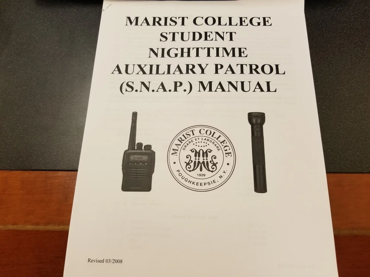 Front cover of SNAP Manual. (Photo courtesy of Luke Carberry Mogan).