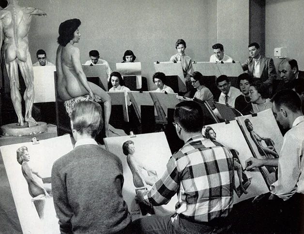 Life Drawing Classroom at the American Academy of Art early 1950’s.