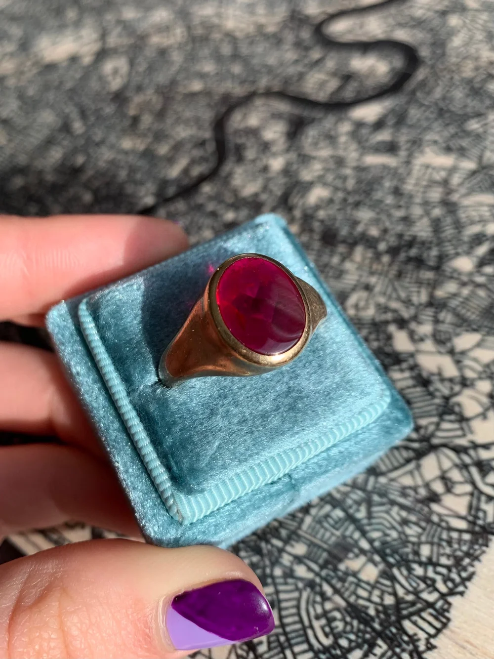 Vintage Ruby Yellow Gold Signet Ring — Gembank1973