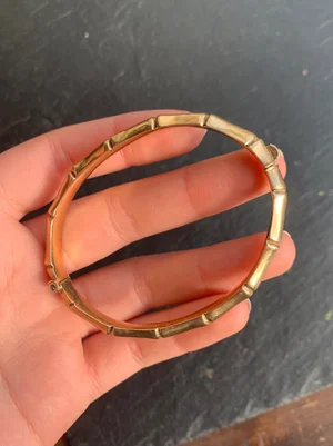Vintage 9ct yellow gold bamboo style bangle bracelet — Gembank1973