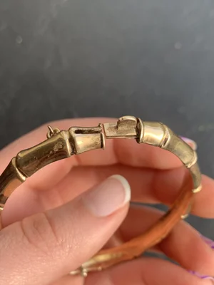Vintage 9ct yellow gold bamboo style bangle bracelet — Gembank1973