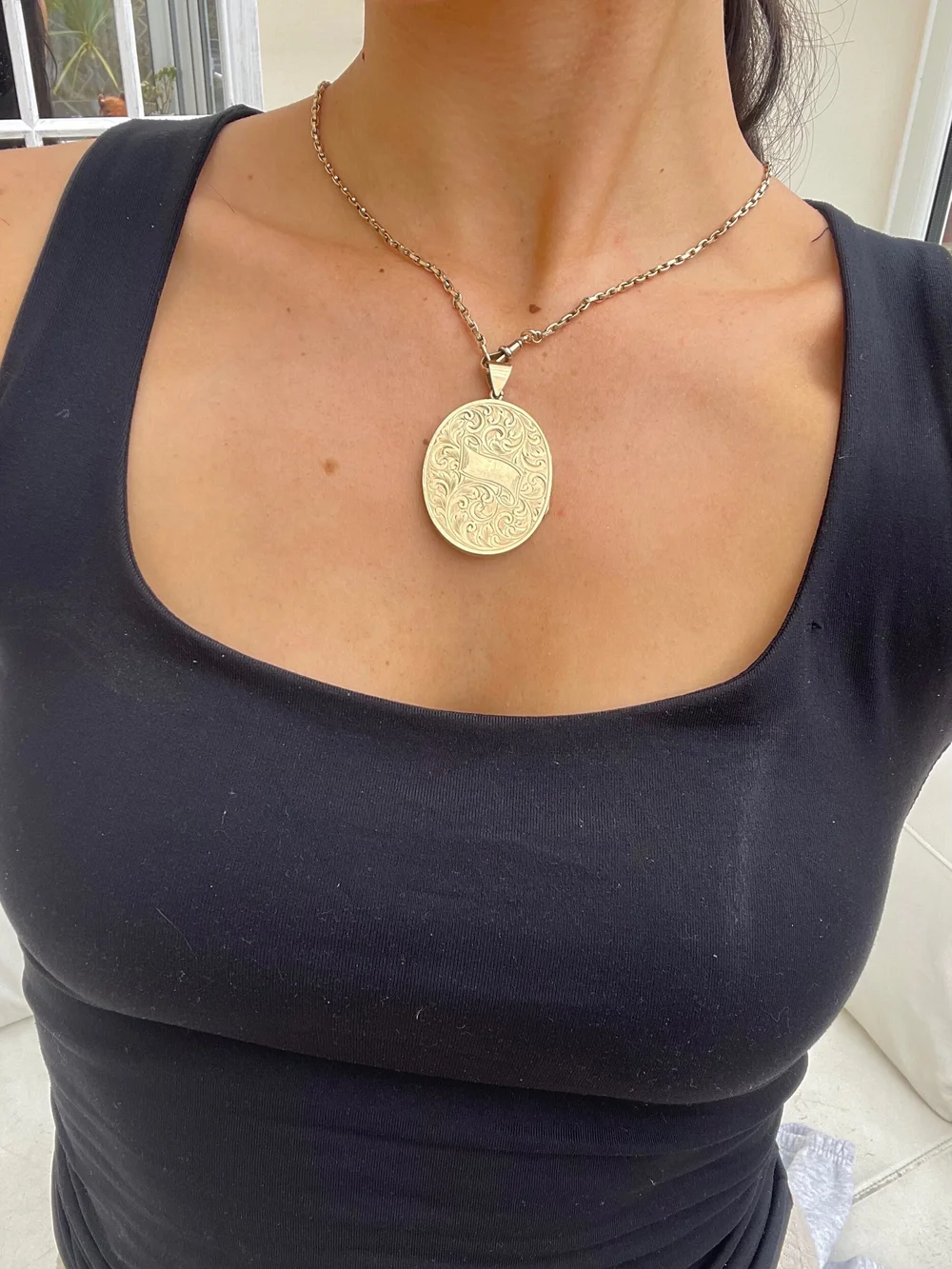 Big gold locket necklace best sale