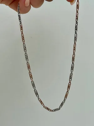 Amazing Antique 2 Tone Gold Cross Link Chain Necklace