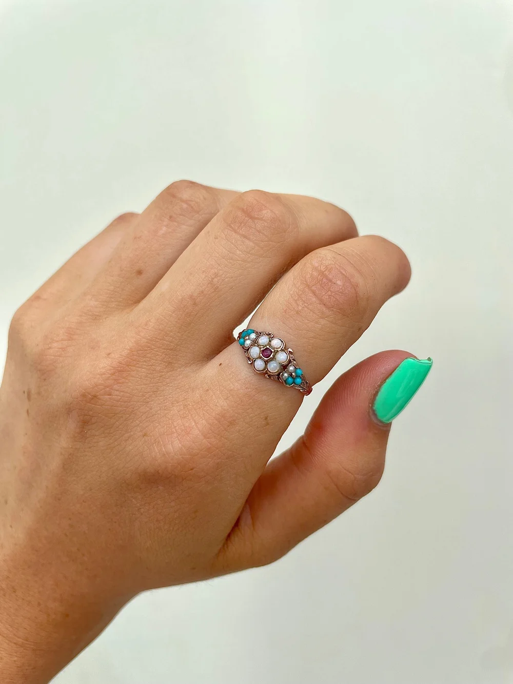 Turquoise and opal ring store