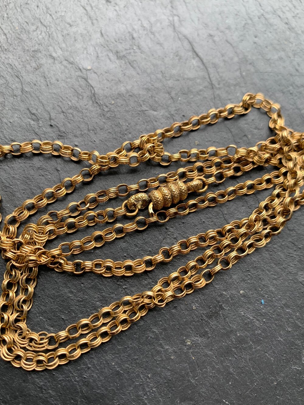 Antique 9ct yellow gold chain necklace with barrel clasp — Gembank1973