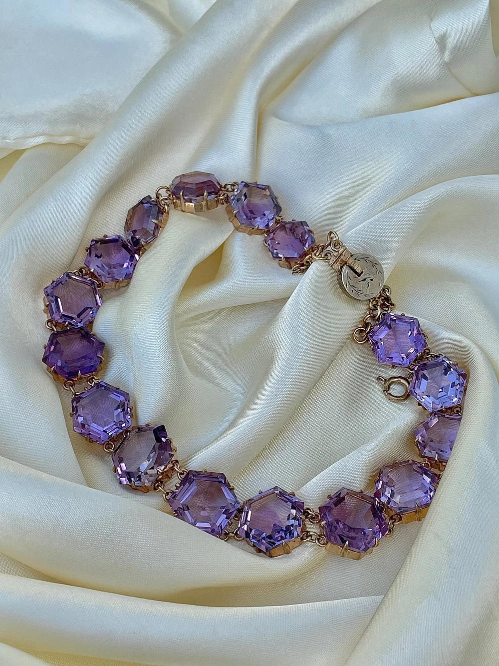 Unusual Amethyst Rivi re Collar Hexagon Necklace Gembank1973