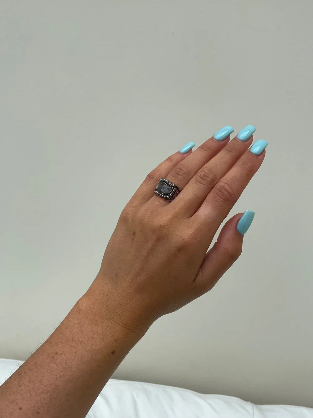 Georgian Crystal Front Pearl Halo Mourning Ring — Gembank1973