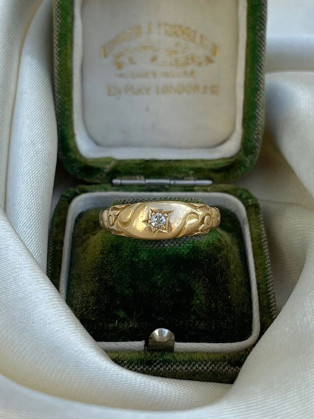 Edwardian Antique 18ct Yellow Gold Diamond Star Set Ring — Gembank1973