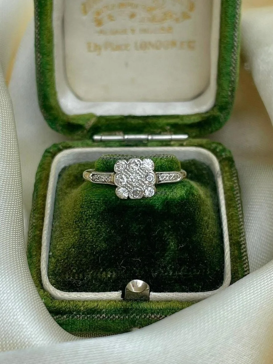 Jewellery 18ct Platinum Diamond Ring Art Deco 18ct Yellow Gold And