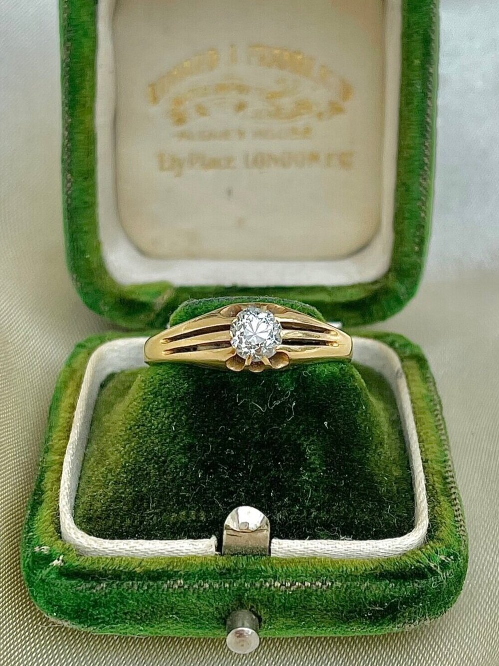 Antique .50 pt Diamond Belcher Ring in 18ct Gold — Gembank1973