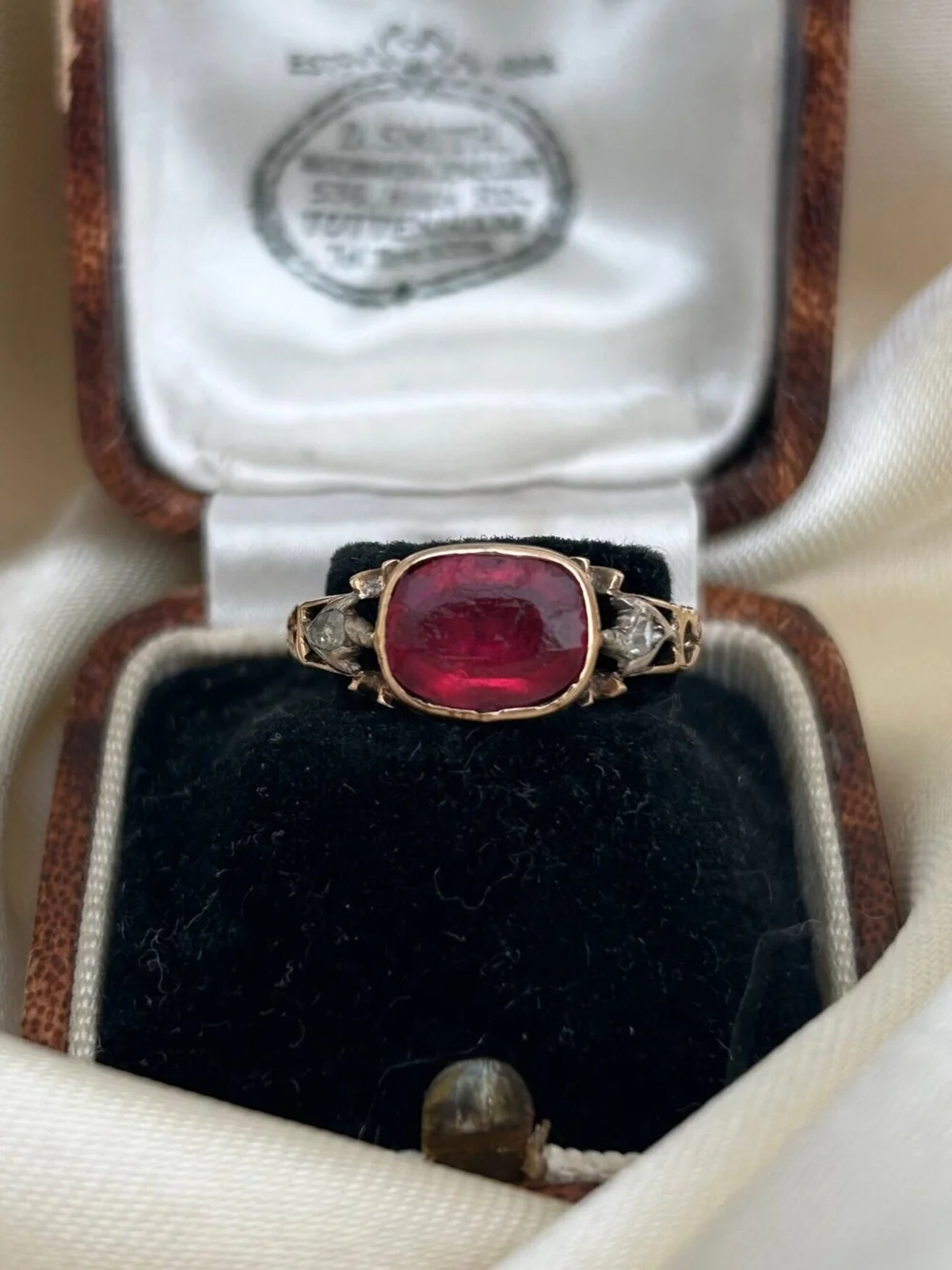 Georgian Garnet and Diamond Yellow Gold Ring — Gembank1973