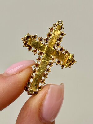 Georgian Gold Turquoise Cross Pendant — Gembank1973 Georgian Gold Turquoise Cross Pendant — Gembank1973