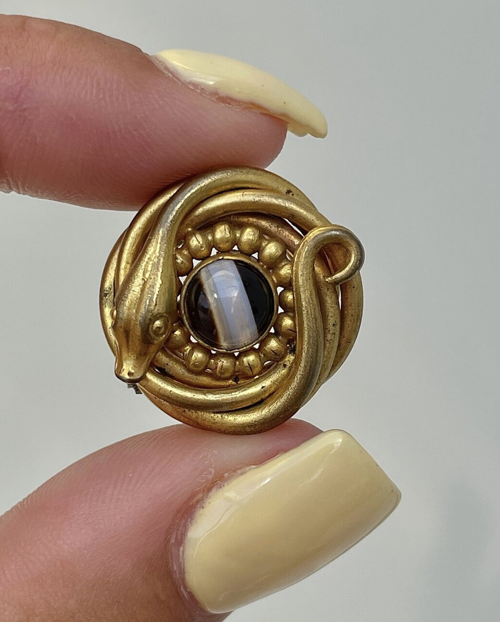 Antique Coiled Snake Pin Brooch