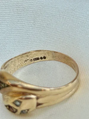 Vintage 9ct Gold Ruby and Diamond Double Snake Ring