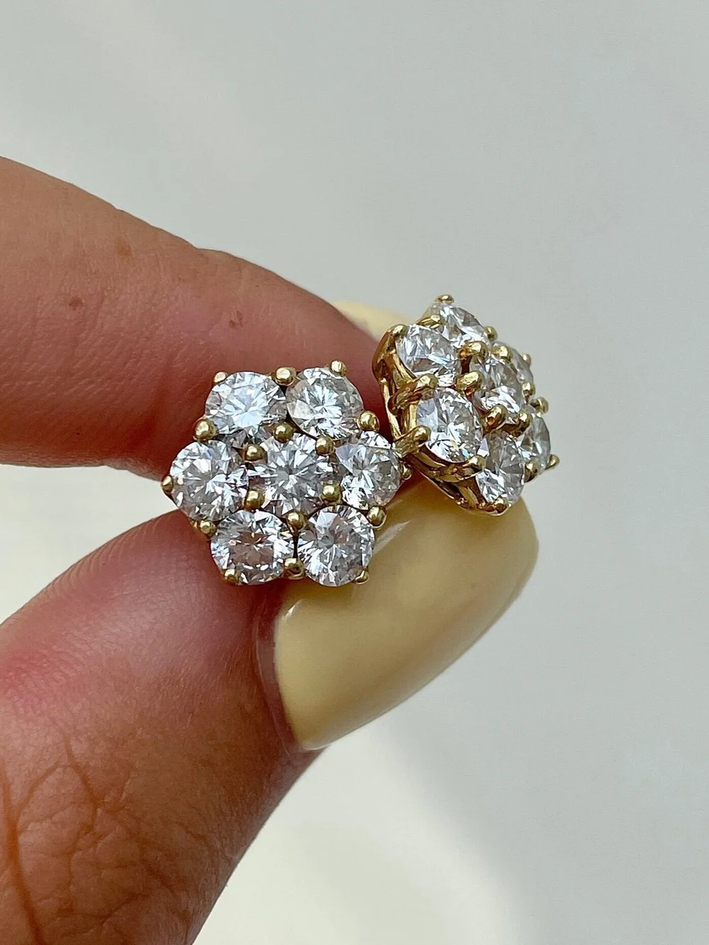 Huge Vintage Diamond Cluster Earrings 18ct Yellow Gold Gembank1973