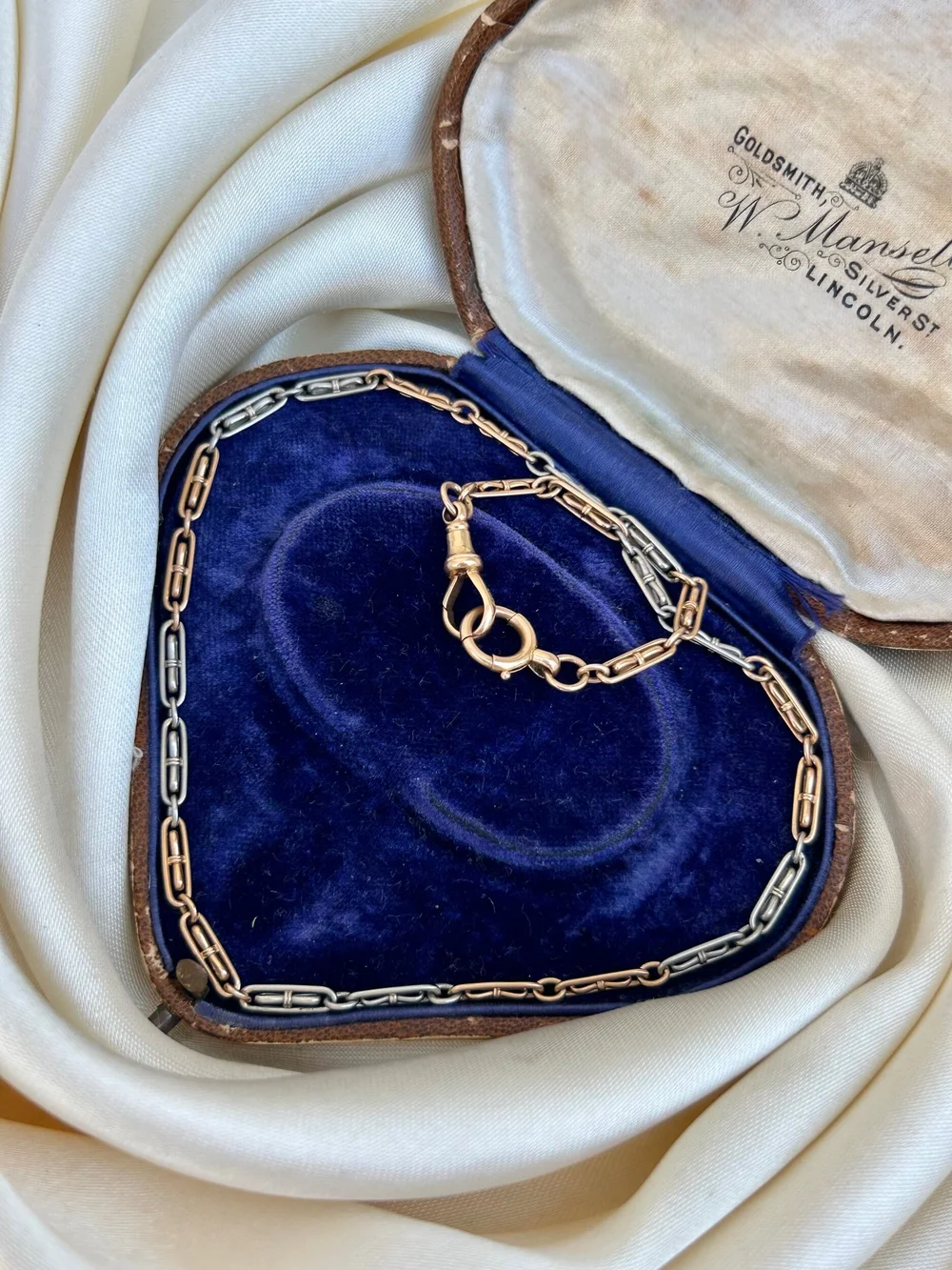 Antique Bi Metal 18ct Yellow and White Gold Chain Necklace