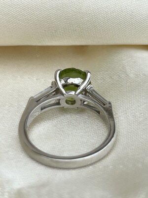 Vintage Peridot and Diamond Ring in Platinum — Gembank1973 Vintage Peridot and Diamond Ring in Platinum — Gembank1973
