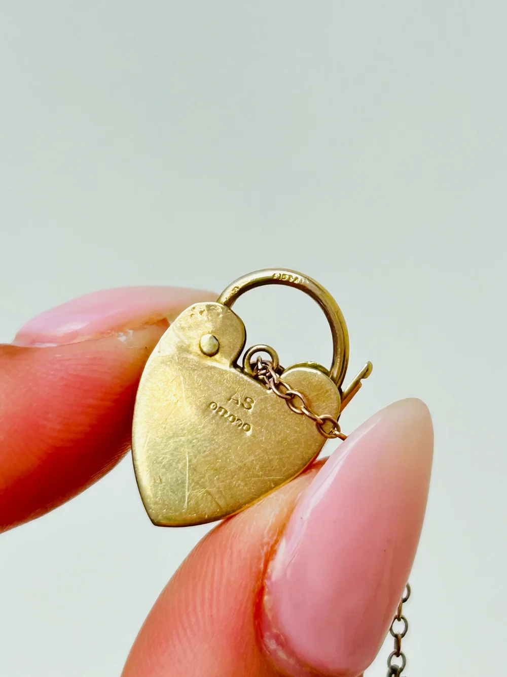 Vintage 9ct Gold Opening Heart Padlock with Safety Chain — Gembank1973