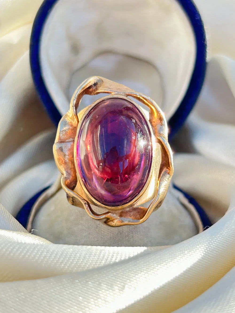 Huge Unusual Cabochon Amethyst Cocktail Ring — Gembank1973