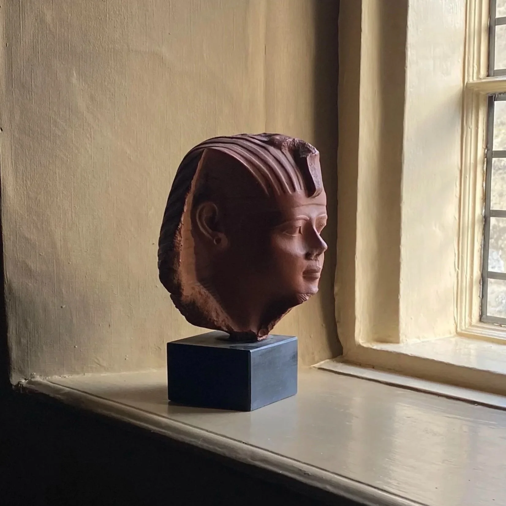 Museum Copy Egyptian Bust on Wooden Plinth