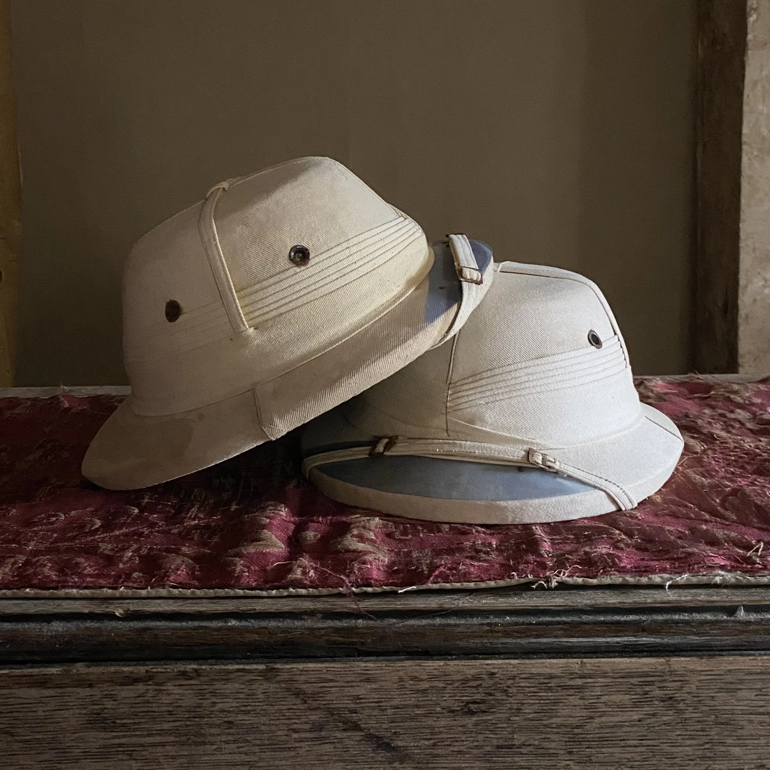 2 Vintage Solar Topee or Pith Helmets
