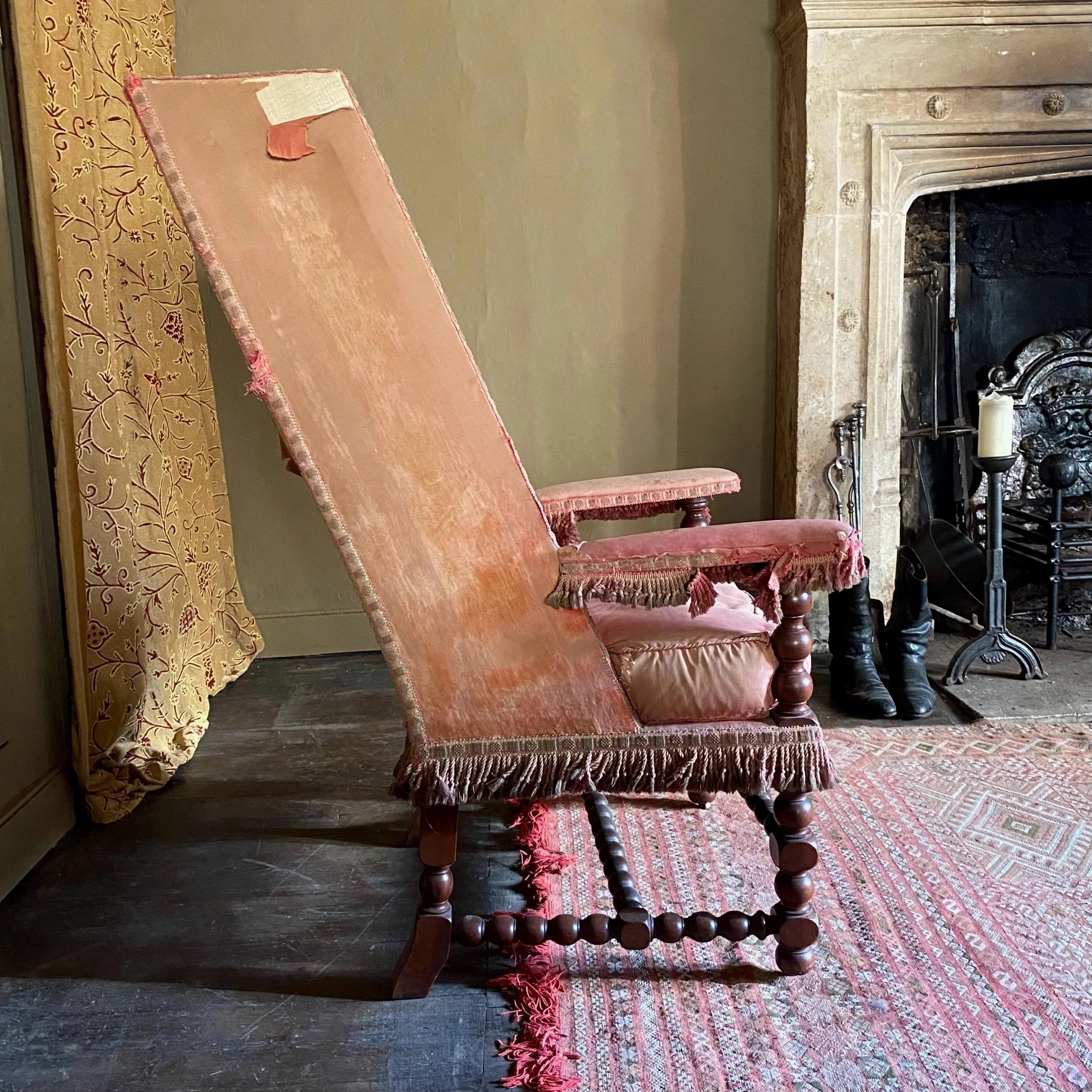 17th Century Style Upholstered Walnut Armchair