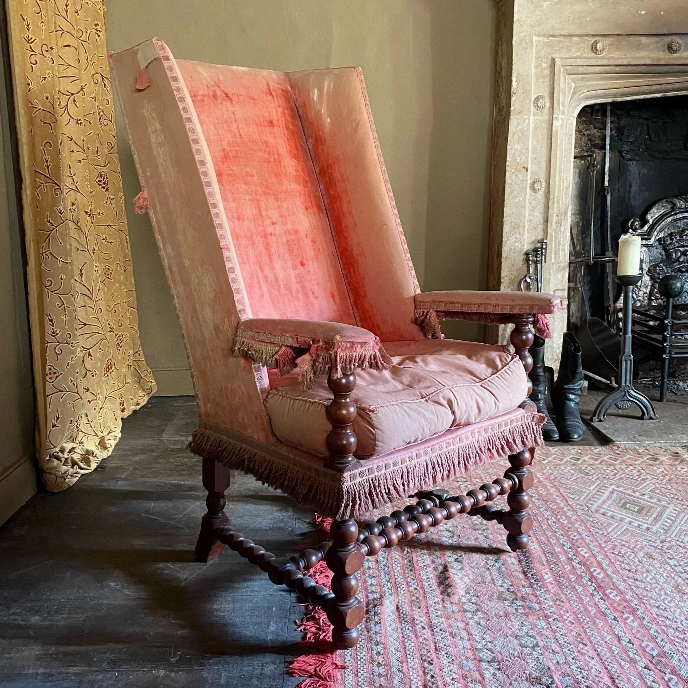 17th Century Style Upholstered Walnut Armchair