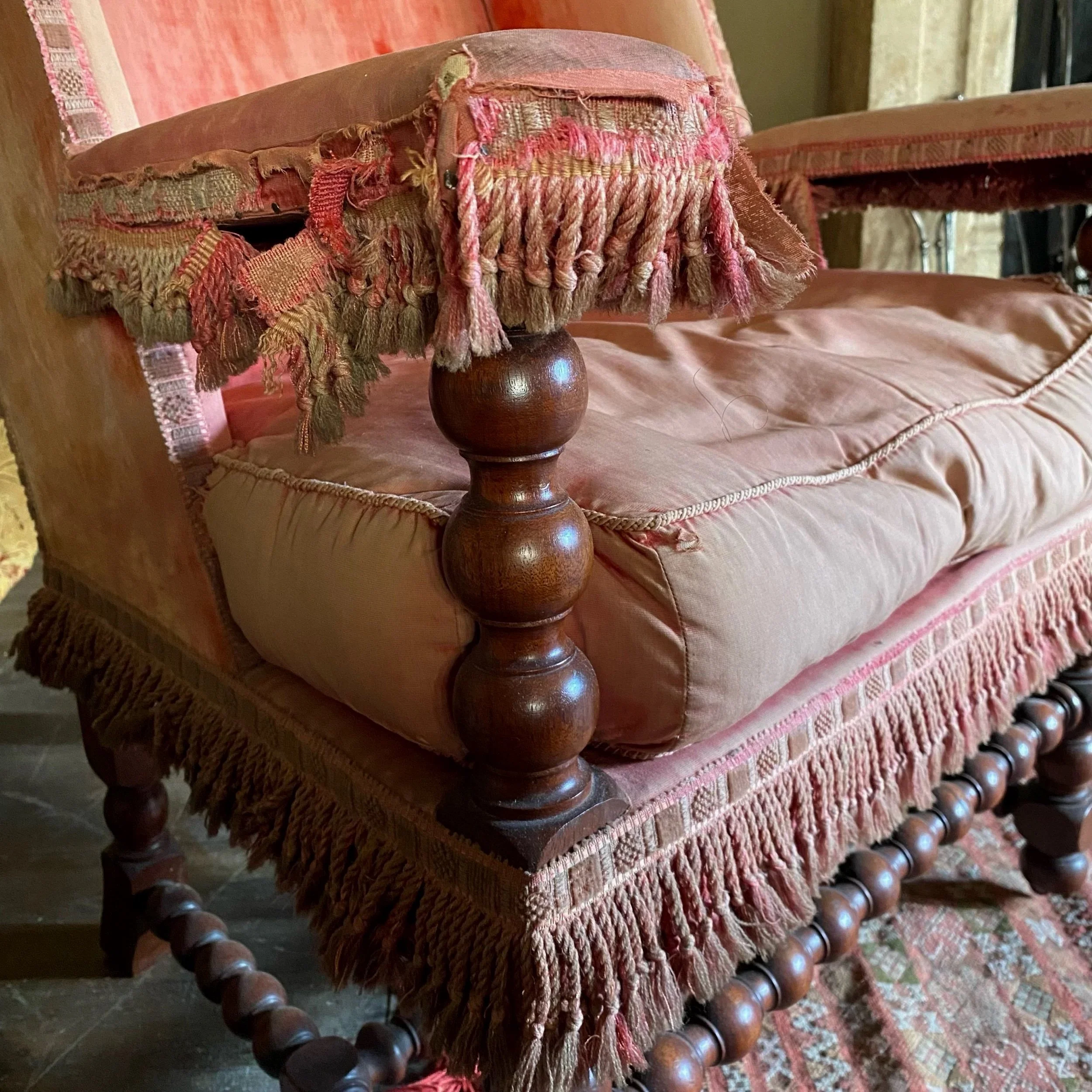 17th Century Style Upholstered Walnut Armchair