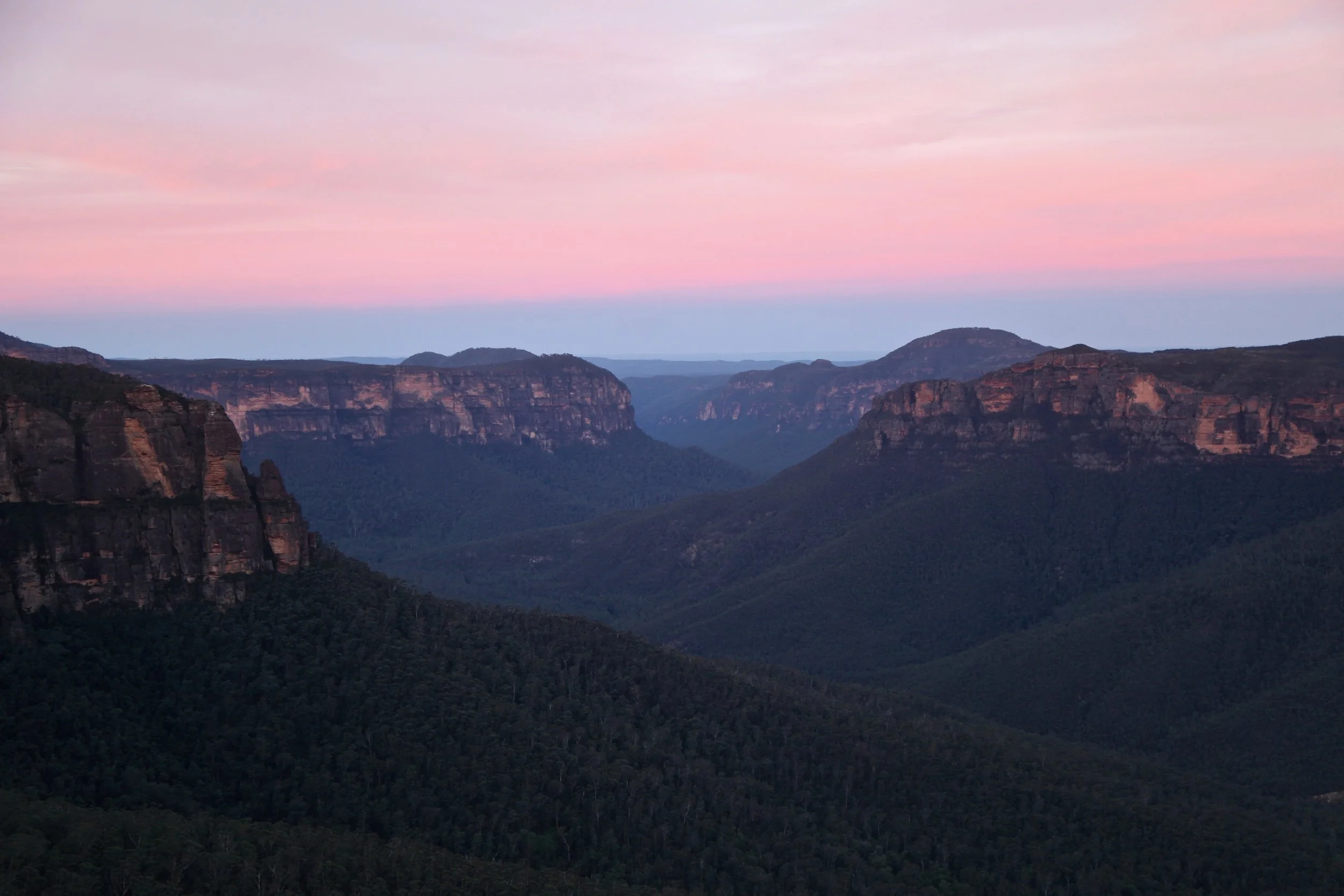 Govetts Leap offers views of the Grose Valley at Blackheath in the Blue Mountains.
