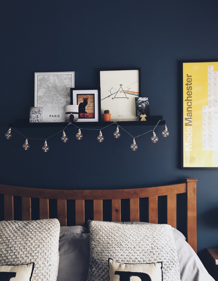 A strong statement blue from Dulux - Breton Blue and a pop of yellow from the Manchester Print - perfection!