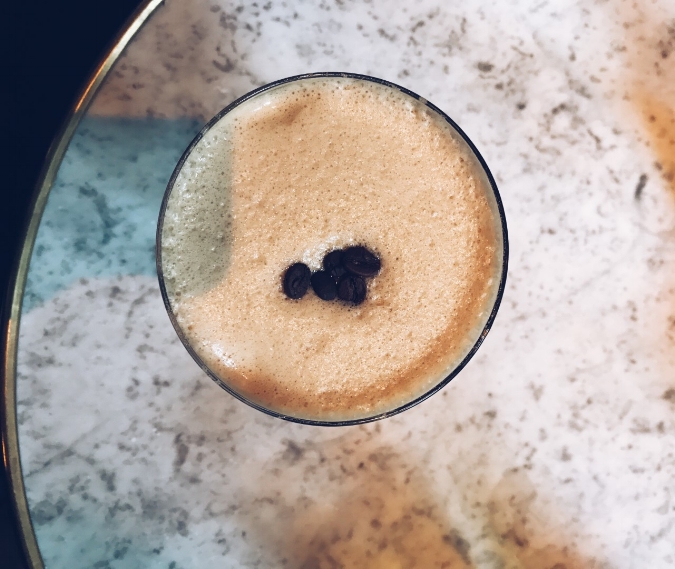 Marble tables in Grand Pacific - Espresso Martini optional 