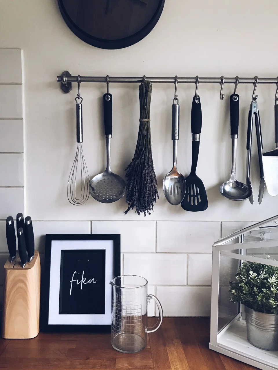 Fika Print on Kitchen Worktop - a great way to display art. 