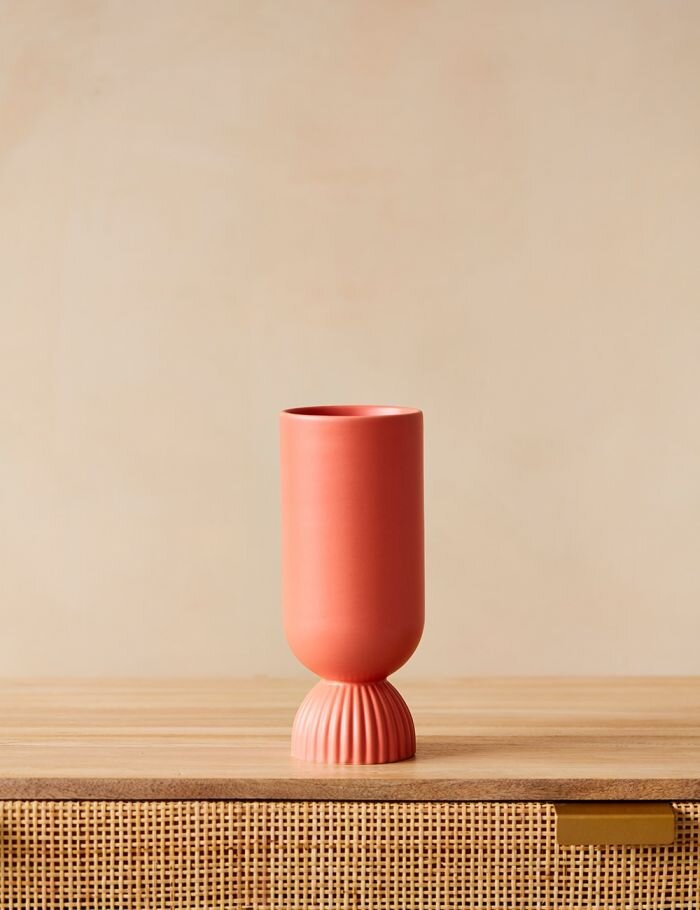 Coral Scalloped Vase