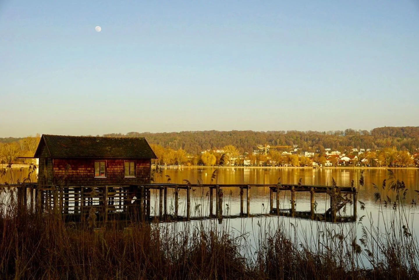 At the end of the street.
.
.
#nofilter #sonyalpha6000 #ammersee #lake #lakeview #lakephotography #bavaria #shore #lakelife #boathouse #pier #reed #goldenhour #fullmoon #dusk #sunset #sunlight #solitude #slowdown #walking #panorama #hiddengem #winter