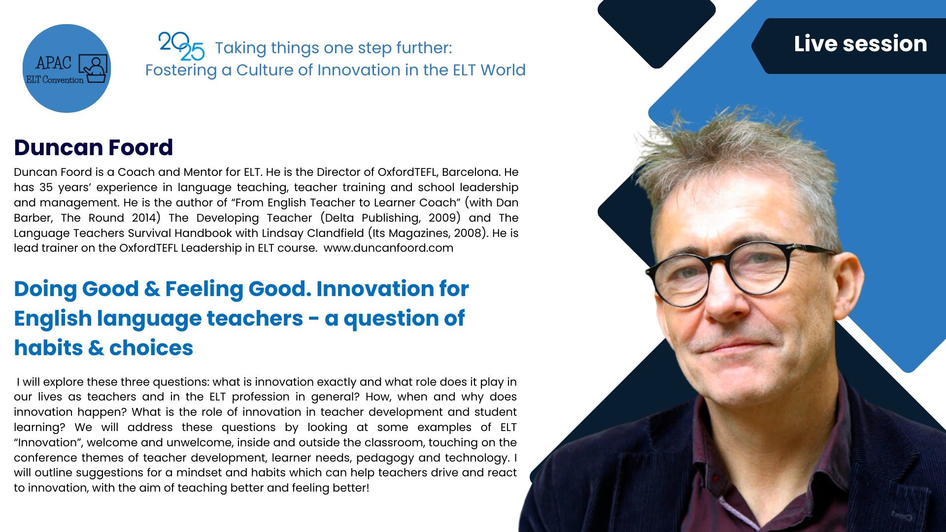 🚀 Taking Things One Step Further at the APAC ELT Convention! 🚀

📅 Saturday, February 1st
📍 Pompeu Fabra University (Barcelona)

Join us at #apacelt25 for a day of inspiration, innovation, and connection with passionate English teachers from aroun