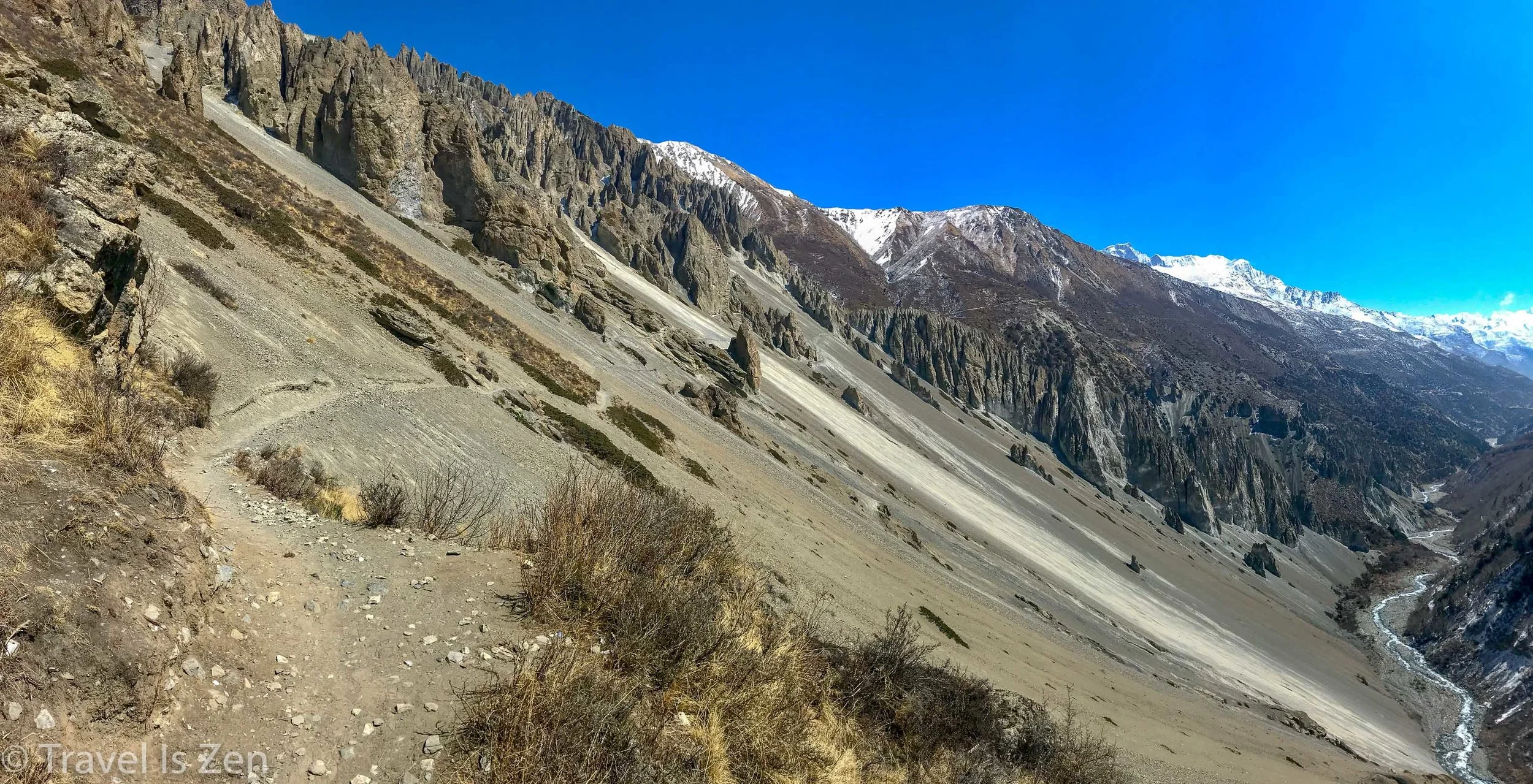 Active landslide area that took us more than an hour to cross